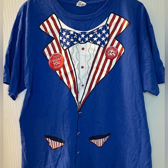 Gildan Red White Blue Patriotic Vote "I Want You" Graphic T-Shirt Men’s Large - Picture 2 of 7